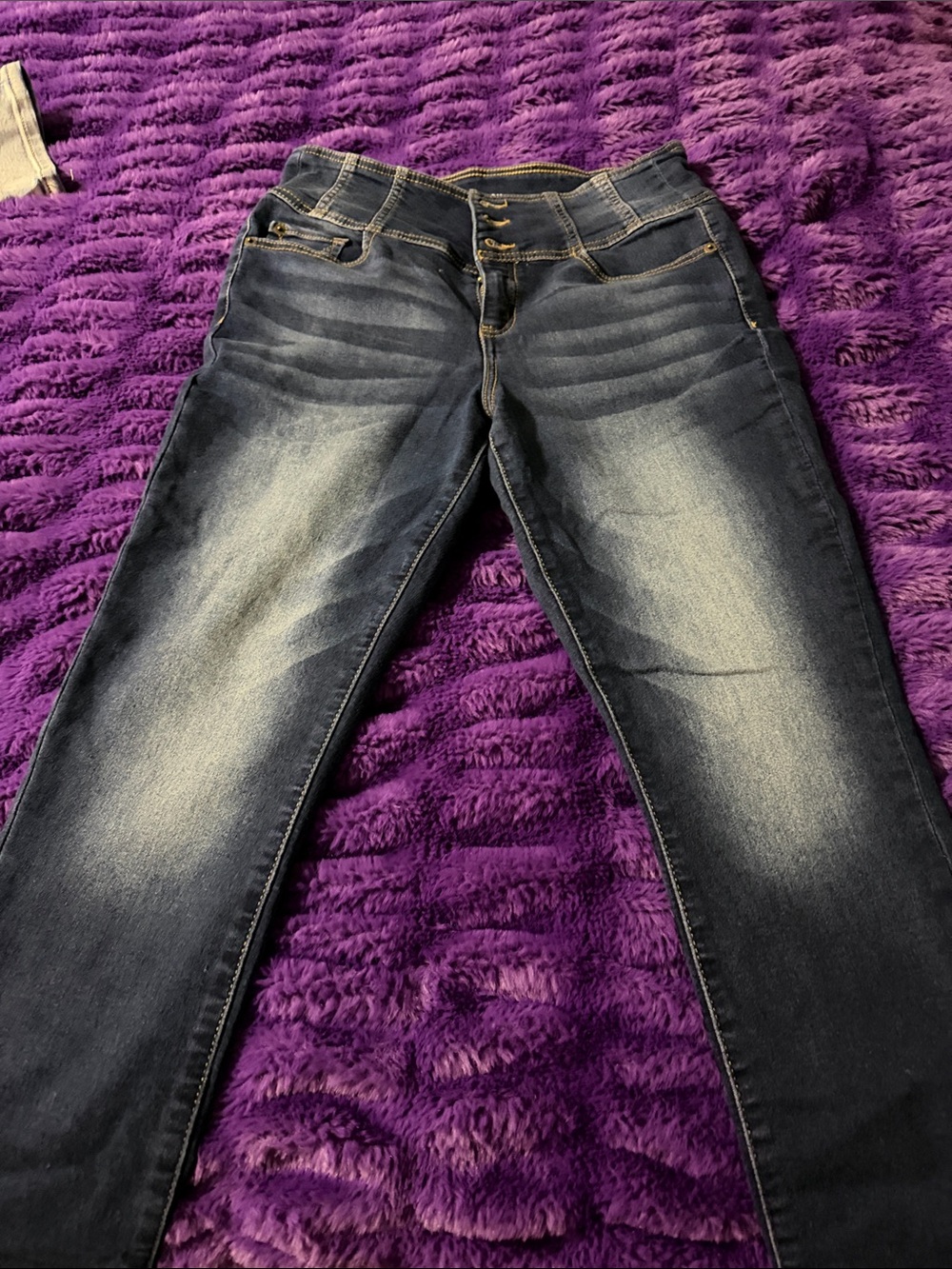 NOBO Women's Dark Wash Skinny Jeans with Fading